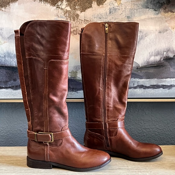 Marc Fisher Brown Leather Heeled Boots - Picture 1 of 10